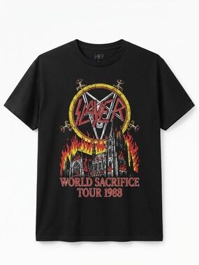 Slayer World Sacrifice Tour 1988 Band T-Shirt Mens M Thrash Metal Grunge